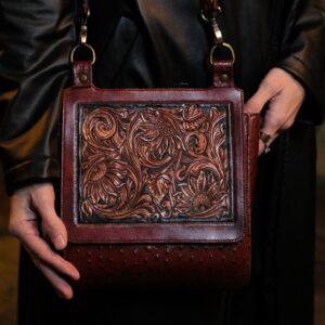 baroque hand carved textured bag
